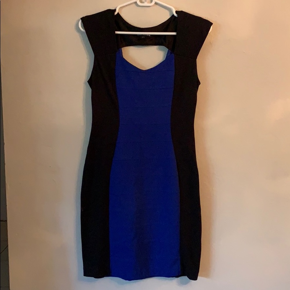 Blue and black Express bodycon dress